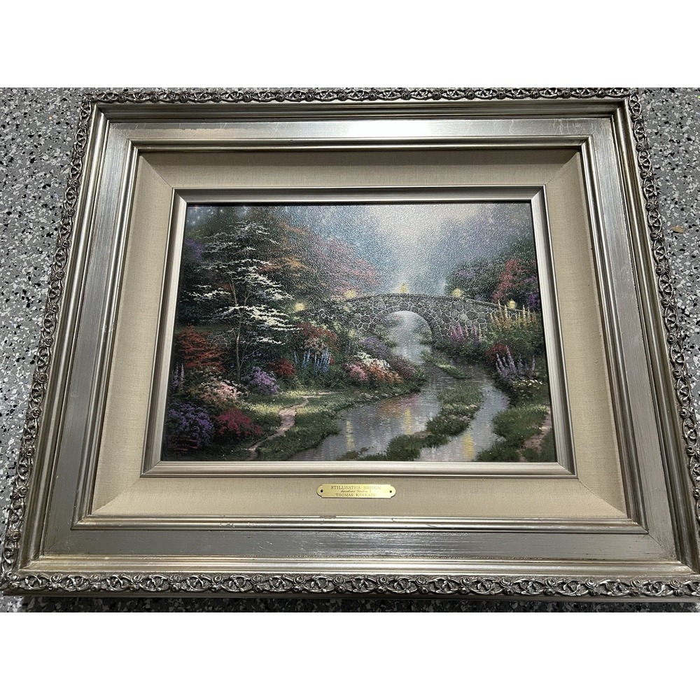 THOMAS KINKADE "STILLWATER BRIDGE" HAND SIGNED LIMITED EDITION CANVAS LITHOGRAPH